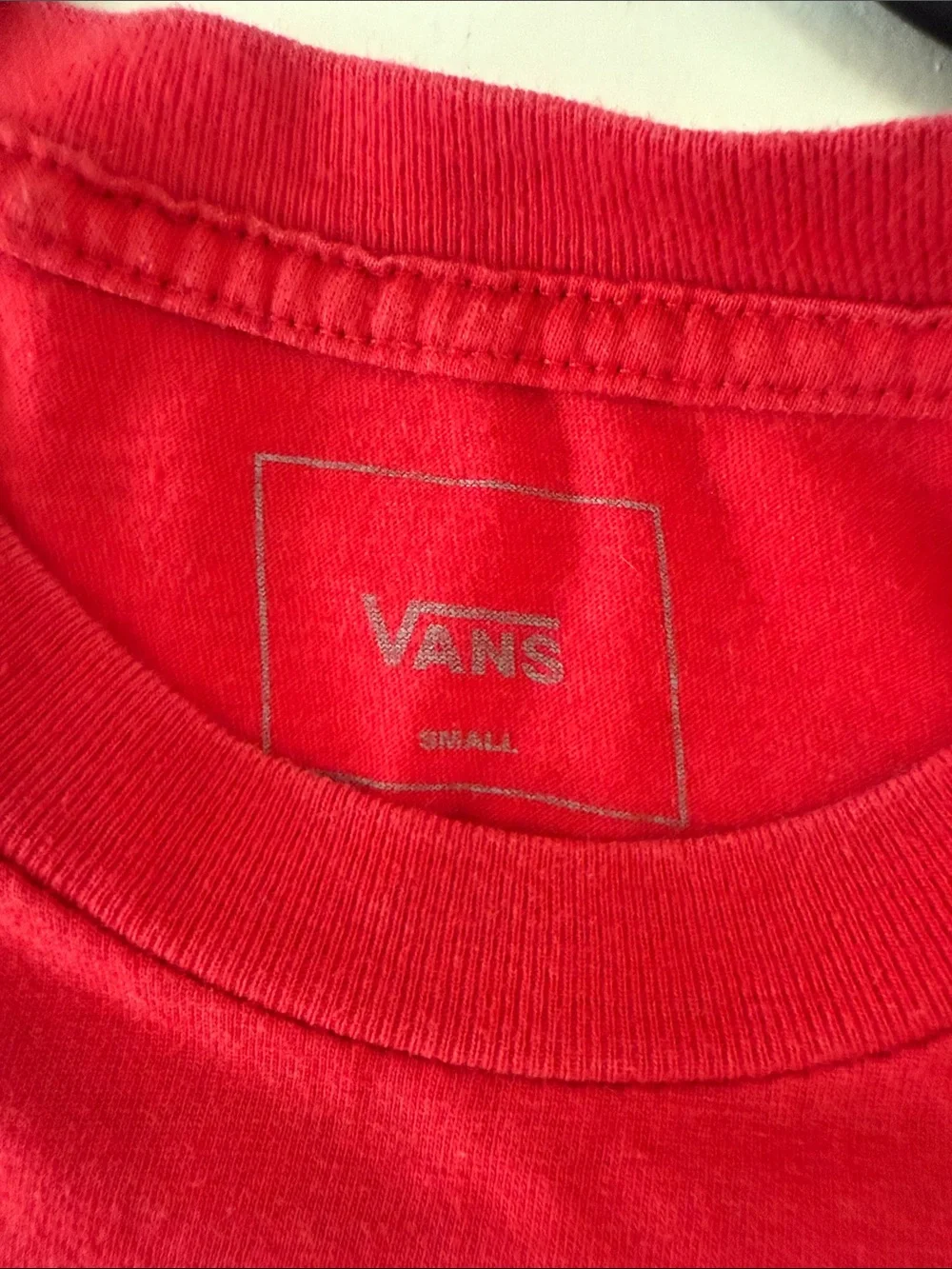 Vans Red 'Off The Wall' Logo Crop Tee